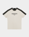Black ODMPOD Blakely Raglan Tee with contrasting white sleeves and crew neckline, displayed flat on a white background.